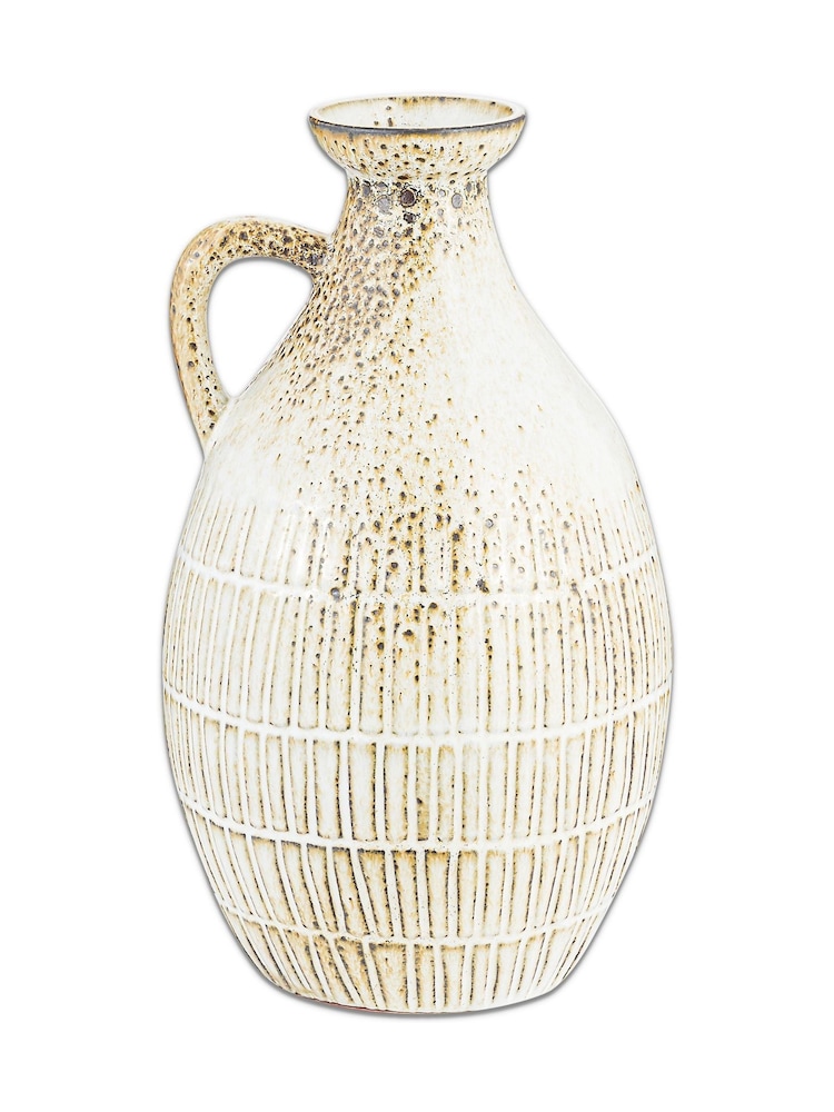 Nkuku White Anjuna Reactive Glaze Decorative Jug - Image 3 of 3