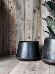 Nkuku Aged Black Endo Iron Planter - Image 1 of 2