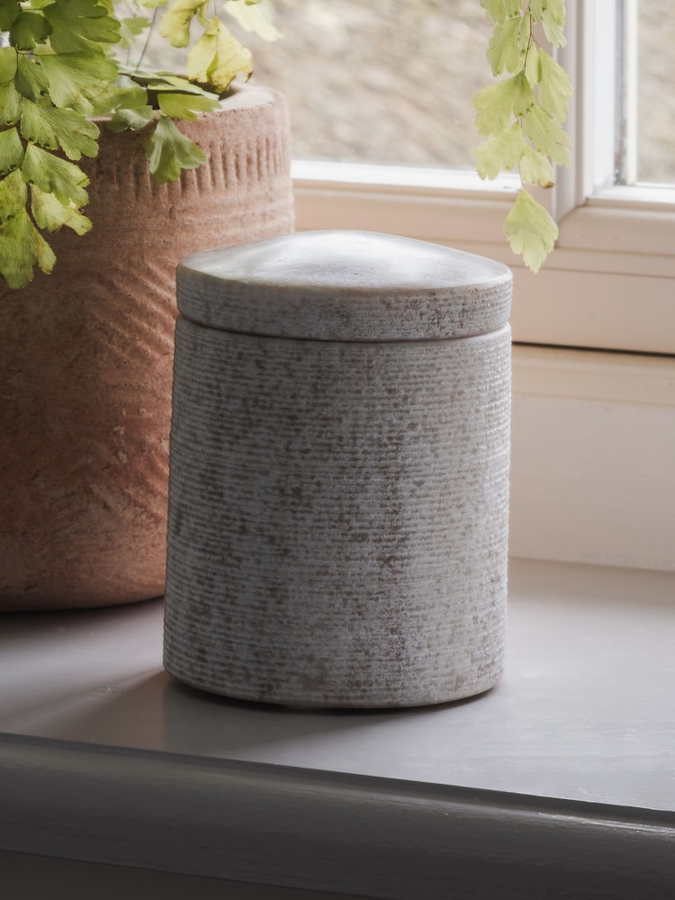 Nkuku Grey Asana Marble Storage Jar - Image 1 of 4