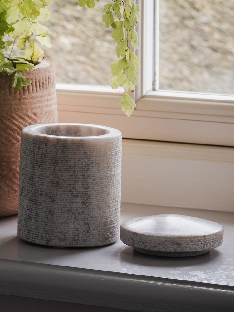 Nkuku Grey Asana Marble Storage Jar - Image 2 of 4