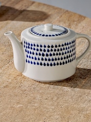 Nkuku Cream and Indigo Drop Teapot - Image 2 of 3