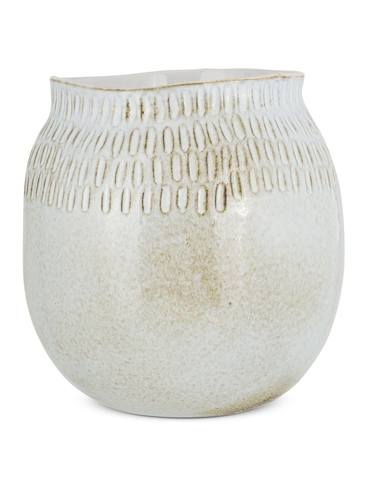 Nkuku Off White Anjuna Reactive Glaze Ceramic Vase - Image 5 of 5 Nkuku Off White Anjuna Reactive Glaze Ceramic Vase - Image 5 of 5