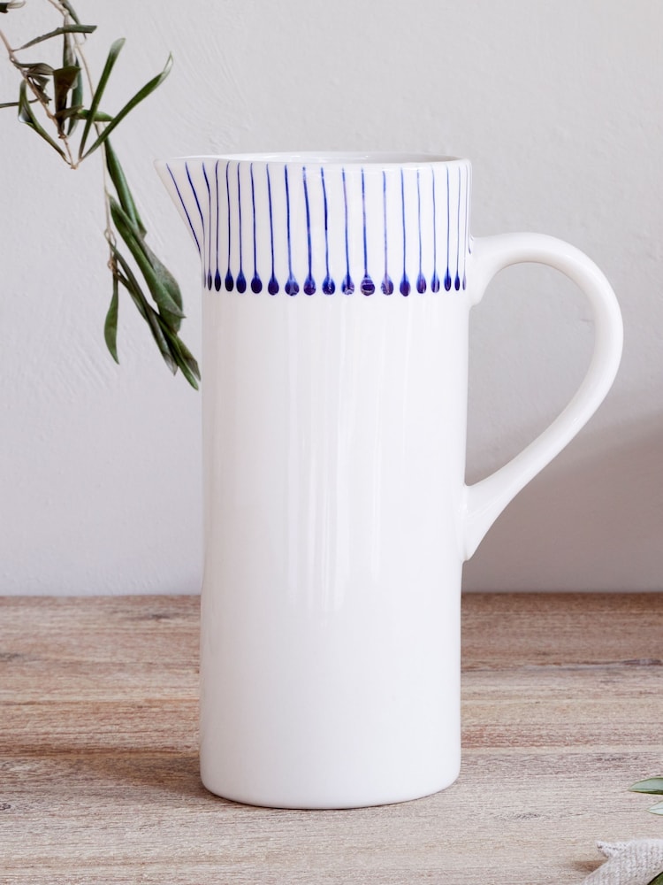 Nkuku Cream and Indigo Iba Jug - Image 1 of 3