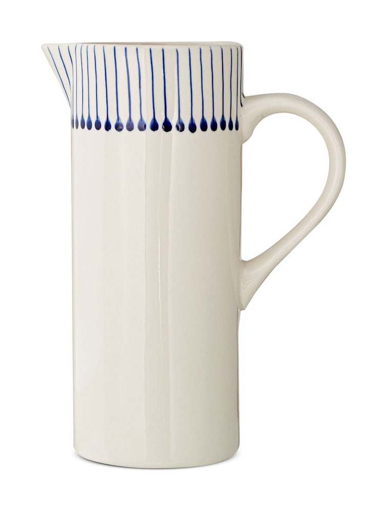 Nkuku Cream and Indigo Iba Jug - Image 3 of 3