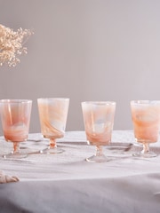 Nkuku Apricot Shirali Marble Swirl Wine Glass - Image 1 of 4