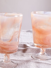 Nkuku Apricot Shirali Marble Swirl Wine Glass - Image 2 of 4