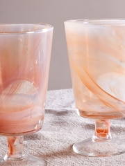 Nkuku Apricot Shirali Marble Swirl Wine Glass - Image 3 of 4