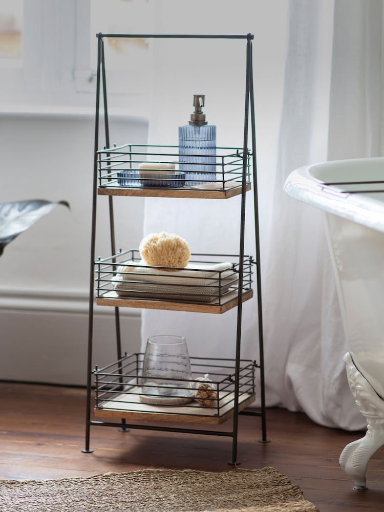 Nkuku Aged Brass Indore Mango Wood Caddy - Image 1 of 5