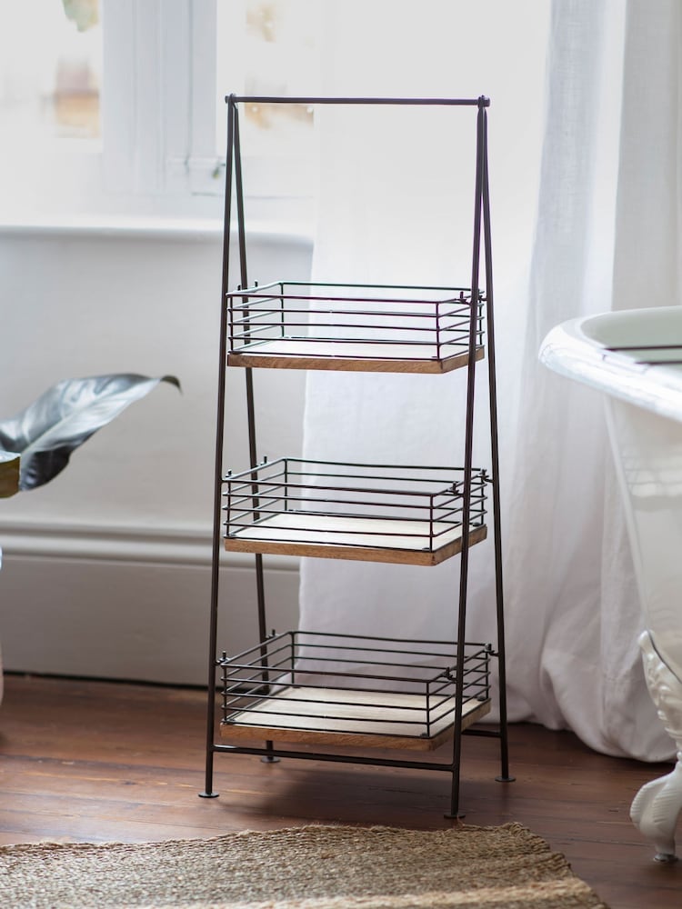 Nkuku Aged Brass Indore Mango Wood Caddy - Image 2 of 5