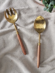 Nkuku Gold Soni Salad Servers - Image 1 of 4