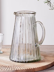 Nkuku Clear Minati Ribbed Glass Jug - Image 1 of 5