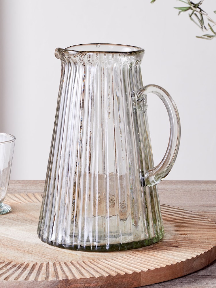 Nkuku Clear Minati Ribbed Glass Jug - Image 1 of 5