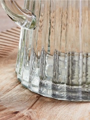 Nkuku Clear Minati Ribbed Glass Jug - Image 2 of 5