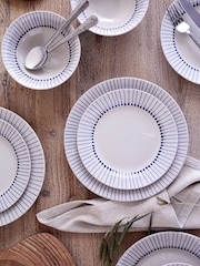 Nkuku 12 Piece Cream and Indigo Iba Dinnerware Set - Image 1 of 4