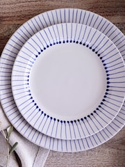 Nkuku 12 Piece Cream and Indigo Iba Dinnerware Set - Image 3 of 4