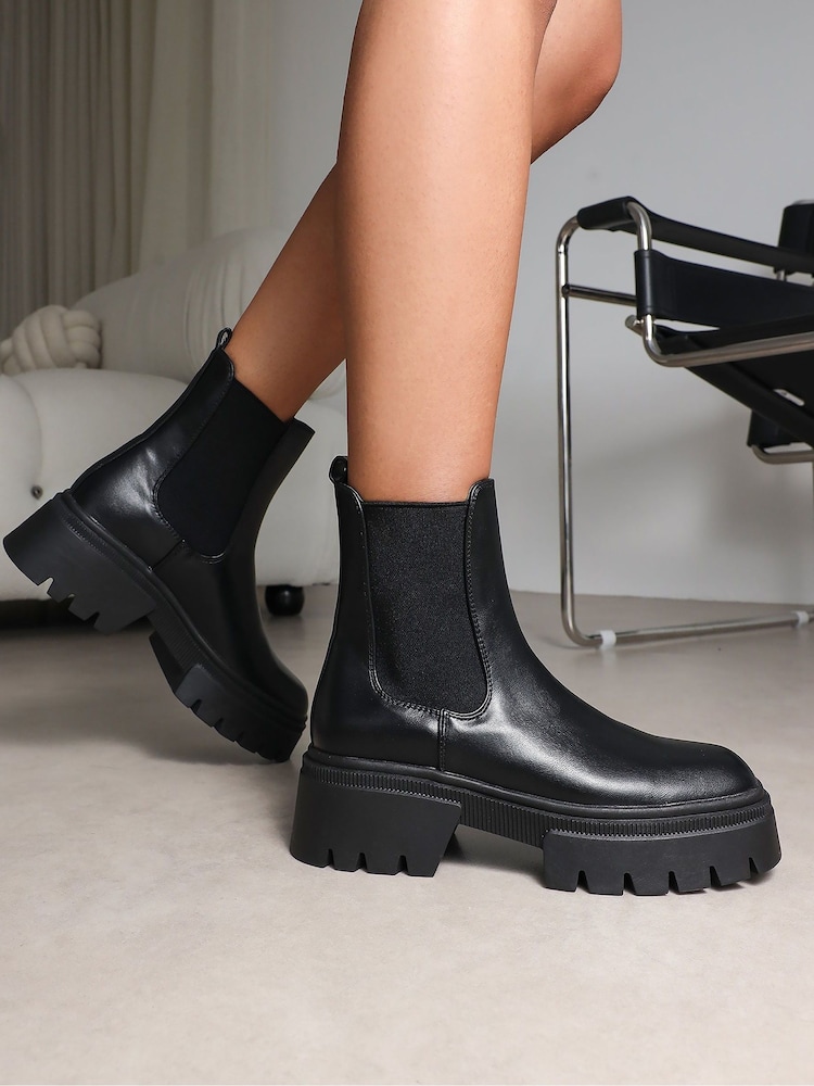 Simmi London Black Judd Chunky Chelsea Boots - Image 1 of 4