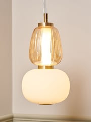 Visconte by BHS Satin Brass Edvin Glass Pendant - Image 3 of 9
