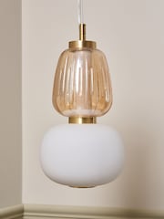 Visconte by BHS Satin Brass Edvin Glass Pendant - Image 4 of 9