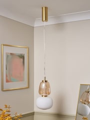 Visconte by BHS Satin Brass Edvin Glass Pendant - Image 5 of 9