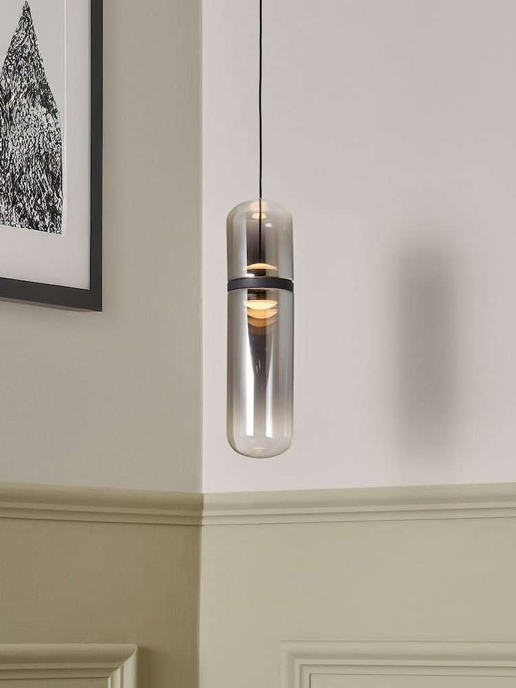 Visconte by BHS Smoke Grey Bjorn LED Glass Pendant Light - Image 1 of 9