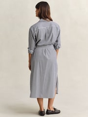 GANT Blue Poplin Stripe Belted Shirt Dress - Image 3 of 8