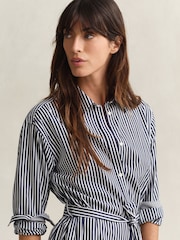 GANT Blue Poplin Stripe Belted Shirt Dress - Image 5 of 8