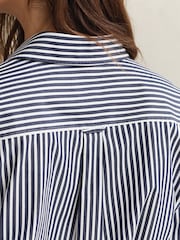 GANT Blue Poplin Stripe Belted Shirt Dress - Image 6 of 8