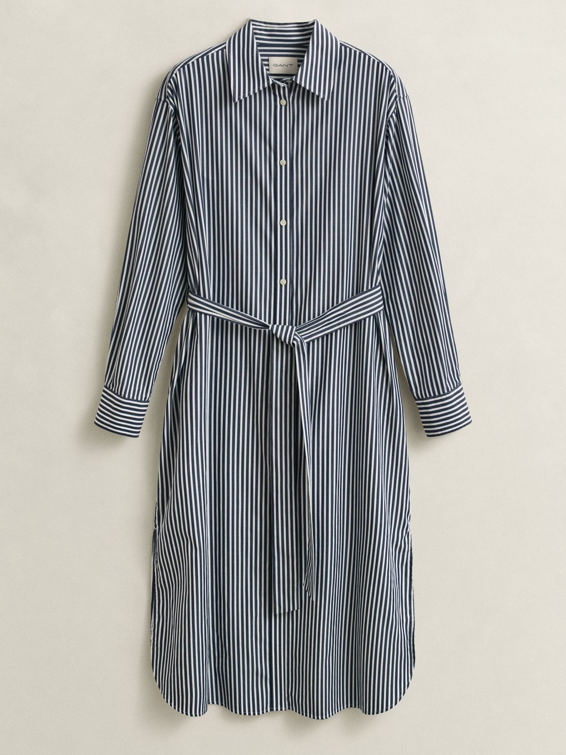 Buy GANT Blue Poplin Stripe Belted Shirt Dress from the Next UK