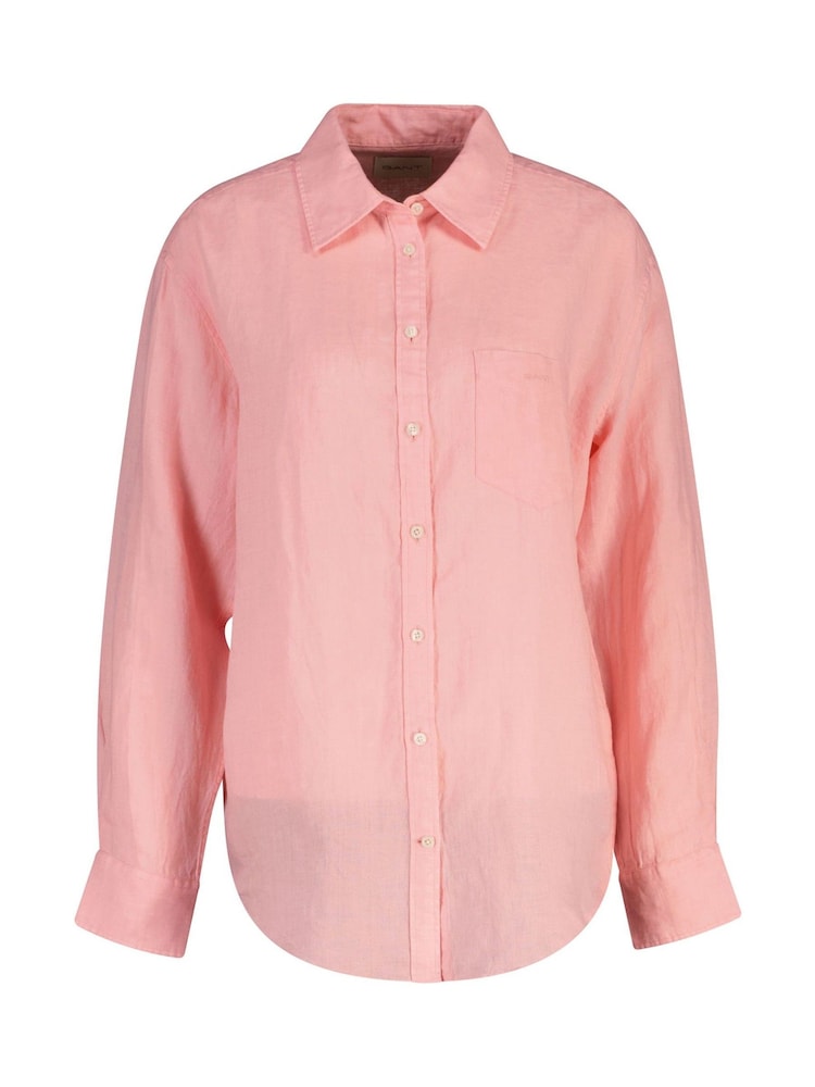 GANT Pink Relaxed Fit Linen Shirt - Image 1 of 2
