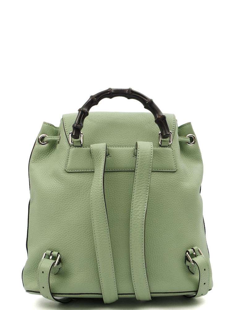 Gucci Green Bamboo Backpack - Image 2 of 7