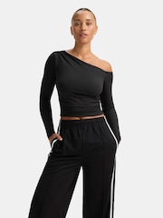 TALA Black 365 Suede Gathered Long Sleeve Blouse - Image 1 of 3