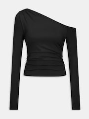 TALA Black 365 Suede Gathered Long Sleeve Blouse - Image 3 of 3