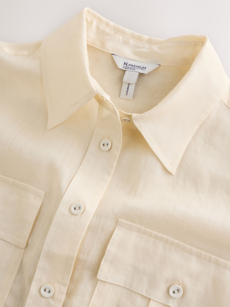 Cream Sheer Utility Long Sleeve Shirt - Image 2 of 4