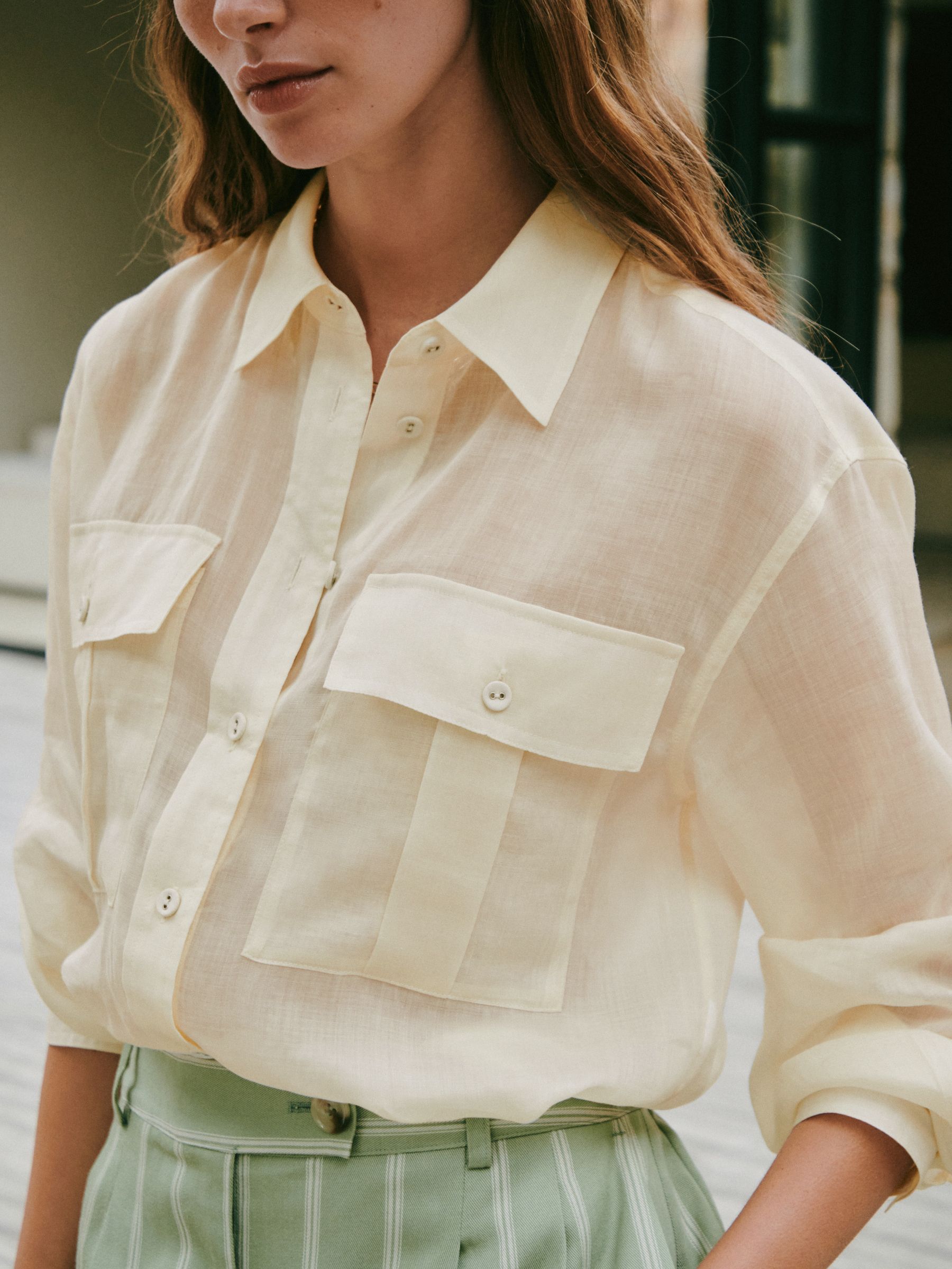 Buy Cream N. Premium Sheer Utility Long Sleeve Shirt from the Next