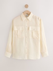 Cream - N.Premium Sheer Utility Long Sleeve Shirt - Bild 6 von 9