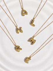 Gold Tone Stainless Steel Waterproof Chunky Initial Necklace - Image 1 of 14
