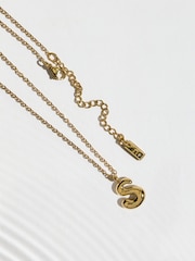 Gold Tone Stainless Steel Waterproof Chunky Initial Necklace - Image 12 of 14