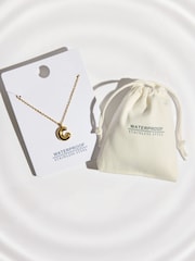 Gold Tone Stainless Steel Waterproof Chunky Initial Necklace - Image 14 of 14