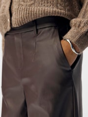 OBJECT Brown Lisa Wide Coated Trousers - Image 4 of 4