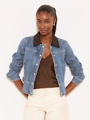 Lipsy Mid Wash Blue Collared Barn Jacket - Image 4 of 5