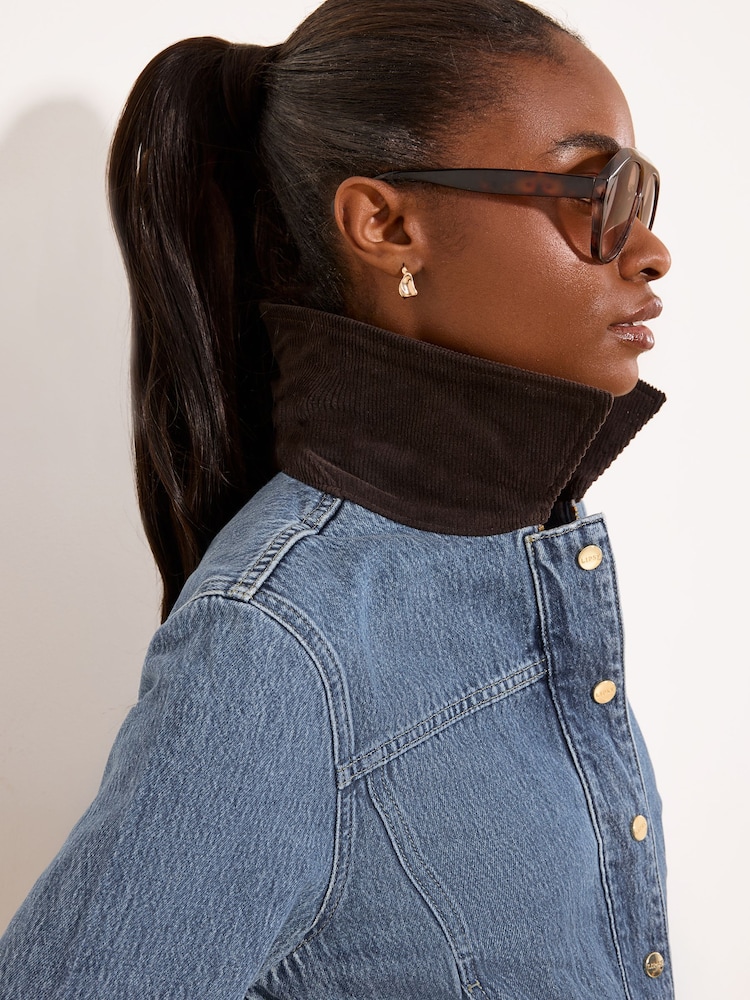Lipsy Mid Wash Blue Collared Barn Jacket - Image 5 of 5