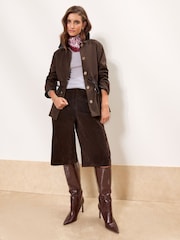 Lipsy Chocolate Brown Petite Petite Choc Short Trench PU Collar Coat - Image 3 of 6