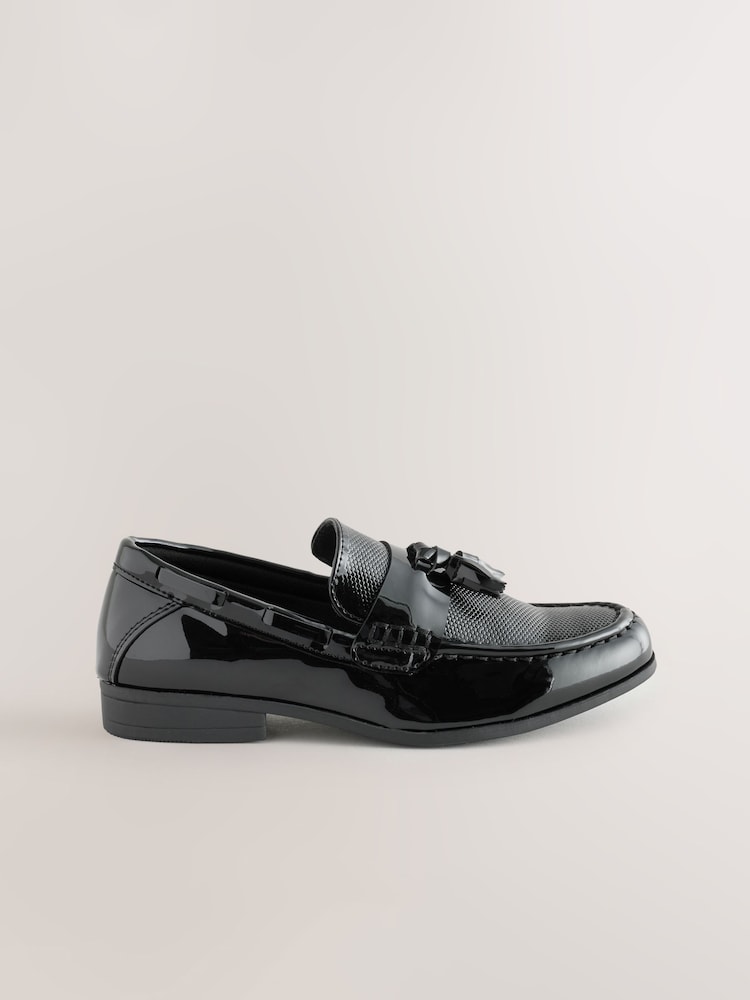 Black Patent Tassel Standard Fit (F) Smart Loafers - Image 2 of 5 Black Patent Tassel Standard Fit (F) Smart Loafers - Image 2 of 5