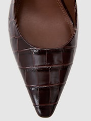 Reiss Burgundy Lorena Leather Slingback Court Shoes - Image 5 of 6