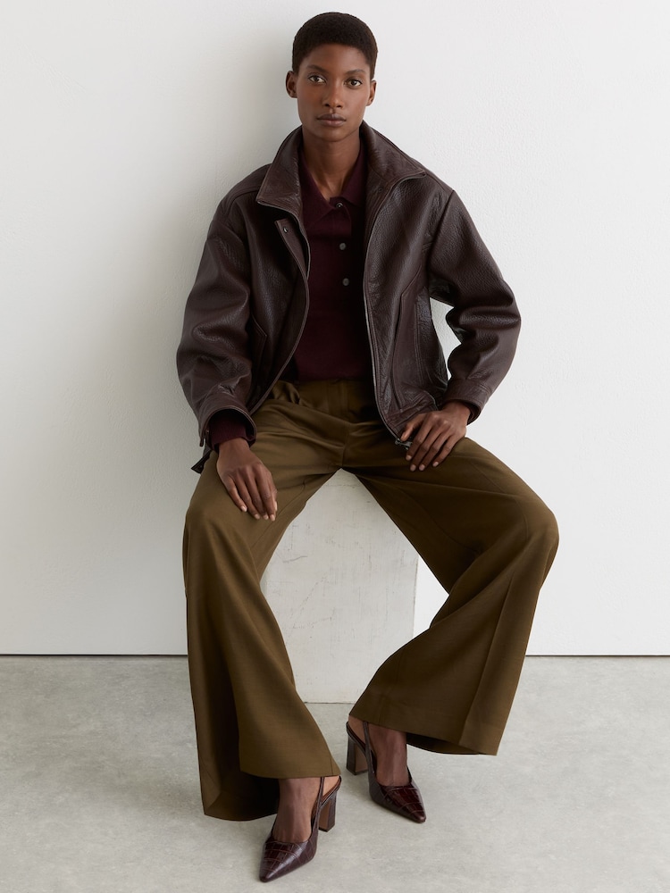 Reiss Burgundy Lorena Leather Slingback Court Shoes - Image 6 of 6 Reiss Burgundy Lorena Leather Slingback Court Shoes - Image 6 of 6