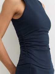Reiss Navy Cora Crew-Neck Ruched Sports Vest - Image 3 of 6