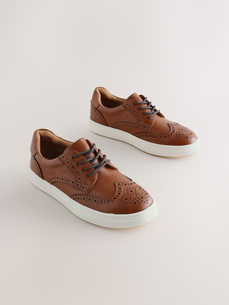 Tan Brown Standard Fit (F) Lace-Up Brogue Shoes - Image 1 of 5