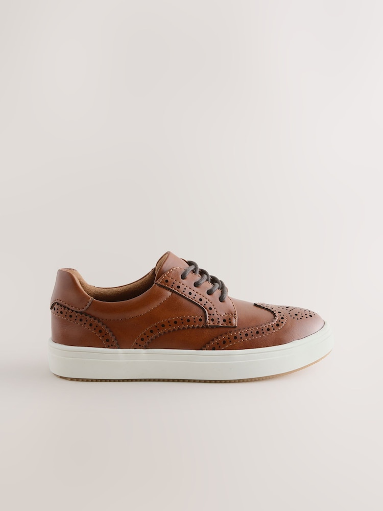 Tan Brown Standard Fit (F) Lace-Up Brogue Shoes - Image 2 of 5