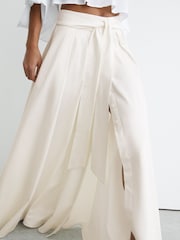 Reiss Ivory Simone Cotton-Blend Pleated Maxi Skirt - Image 6 of 7