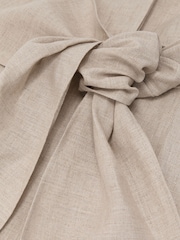 Reiss Neutral Tara Linen Tie-Waist Tailored Midi Dress - Image 9 of 9